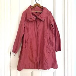 Eileen Fisher Lightweight Jacket Coat Size L Organic Cotton Blend Pink/ Peach
